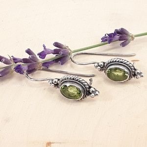 Vtg New Sterling Peridot Vera Wolf Earrings